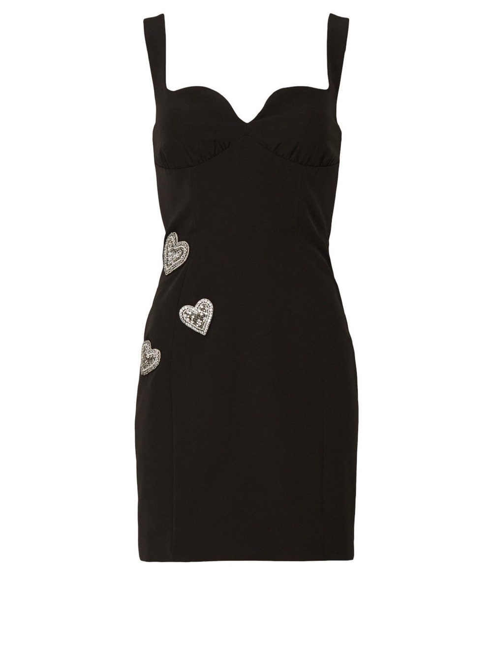 SALONI Black Mini Dress with Crystal Heart Embellishments